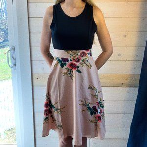 NWOT Wish | Small | Black & Peach | Floral Skirt Dress